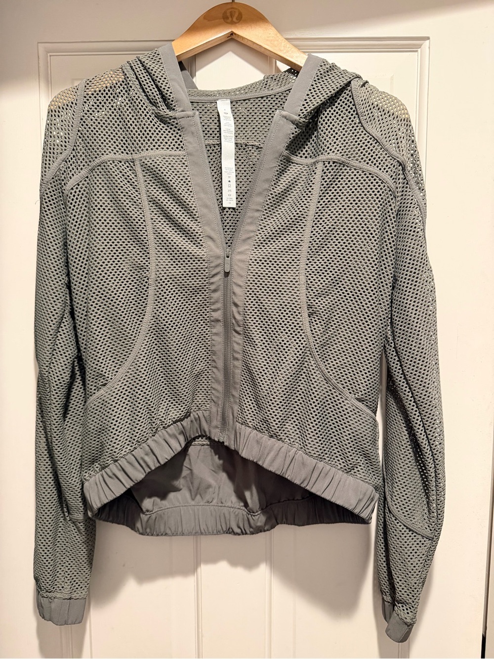 Lightweight Lululemon SageGray Hooded Mesh Jacket